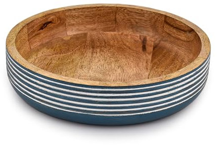 Indus Lifespace Decorative Bowls Mango Wood for Home Décor Unique Table Centerpieces for Farmhouse Rustic Style (25.4cm x 25.4cm x 6.35cm)