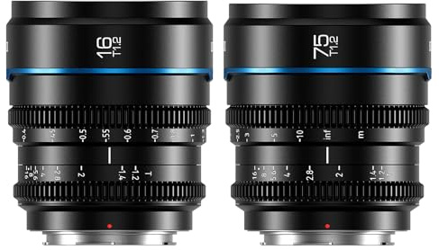 SIRUI Night Walker manuell fokus Cine linsset, 16 mm, 75 mm, T1.2 stor bländare S35 ram Prime lins för M4/3 monteringskameror, för BMPCC4K, GH5II, GH5S, GH6, Z Cam (MS-2SMB, MFT-montering, svart)