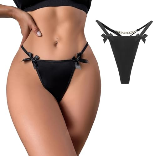 JFAN Stringtrosa för Kvinnor med Rosett och Kedja Sömlös Elastisk