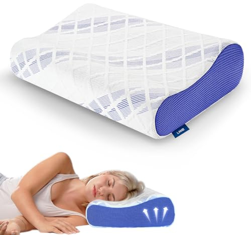 LAMB Cuscino Cervicale per Dormire, Guanciale Memory Foam Ortopedico, Cuscino Ergonomico per dolori al collo, Altezza Regolabile,Cuscini Letto Matrimoniale