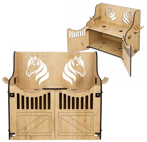 Hoofly Hobby Horse Stall - Práctico accesorio para caballos con puertas, espacio de almacenamiento y ganchos, ideal para 2 caballos y 2 caballos