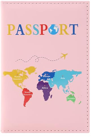 Greyoe Reisepasshülle, Reisepass Organizer, Passport Cover, PU-Leder Reisepass Hülle + Kofferanhänger flugreise, für Damen und Herren Urlaub Zubehör Travel Essentials (Rosa)