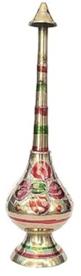 Pure Brass Gulab Pash Rose Water Holy Water and Perfume Sprinklers Gangajal Spray Bottle for Pooja/Puja Mandir Temple (Gold, 10 inches 1piece Color)
