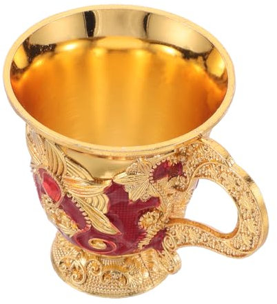 LIFKOME Copa de Aleación de Zinc Vintage Estampado Floral Cáliz Elegante para Fiestas y Banquetes Copa de Pequeña Diseño Retro para Ofrendas y Ceremonias 1 Pieza