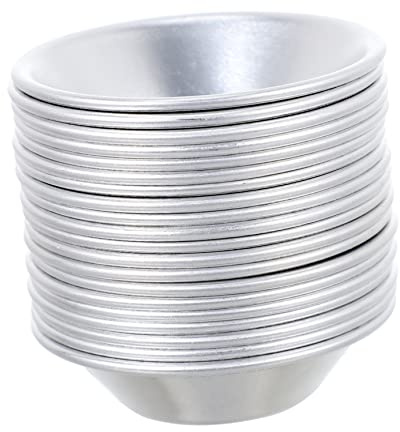 GLEAVI 20pcs Egg Tart Molds and Cake Baking Molds Aluminium Alloy Tartlet Baking Tools for Pudding and Cupcakes Suitable for