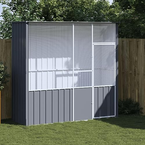 Bird Aviary Outdoor Cage for Finch and Canary - Galvanised Steel, Durable Design, Ideal for Outdoor Use, 215x78x200 cm