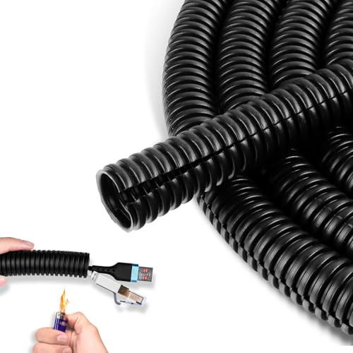 Kabelschlauch 3 M Schwarz Kabelkanal Flexibel Kabelkanal Kabelschutz Kabelmanagement für TV, PC, Haus, Büro und Garten, Bietet Kabelschutz für Hunde und Katzen vor dem Kauen von Haustieren