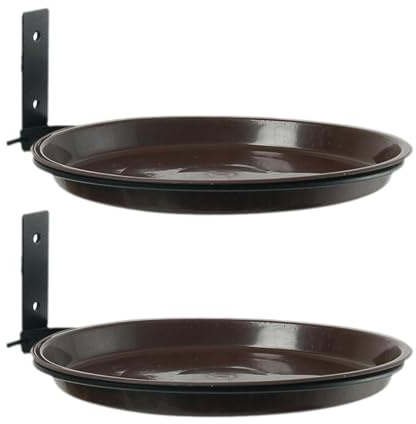 Baoblaze 2x Wall Mounted Bird Feeders Bird Bath with Metal Holder Feeding Station Water Bowls for Backyard Fence Garden Wood Post