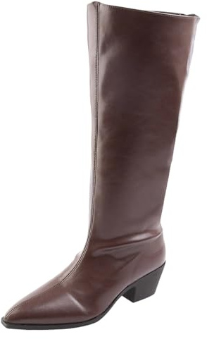 Generisch 2025 Stivali alti al polpaccio con tacco a blocco, stivaletti con lacci, scarpe da equitazione boho punk gotico, antiscivolo, durevoli, comode scarpe da trekking da donna, marrone, 40 EU