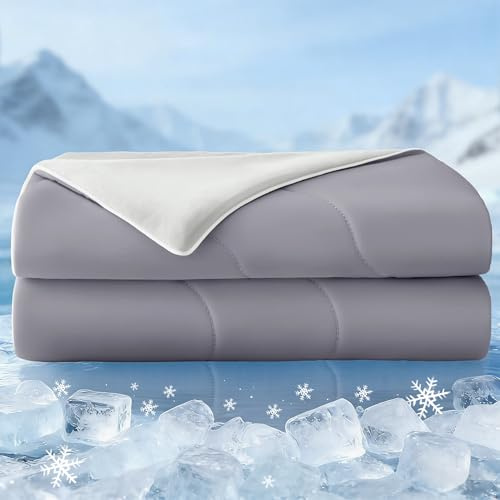 Exclusivo Mezcla Cooling Comforters Queen Size Grey, Lightweight Summer Blanket for Hot Sleepers, Soft Breathable Cool Bedding Duvet for Night Sweats, 90x90