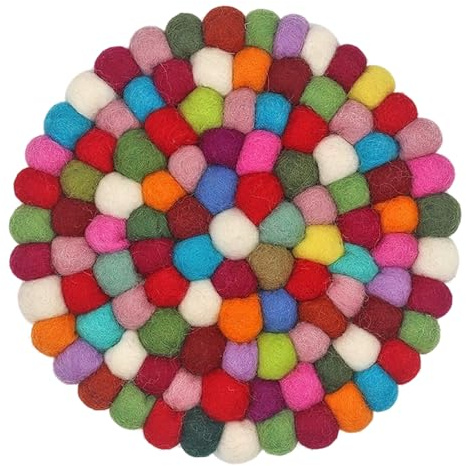 Sottobicchiere rotondo in sfera di feltro, fondo piatto rotondo in feltro 20 cm, fondo piatto in feltro, fondo piatto colorato per tazze, pentole, padelle e tazze