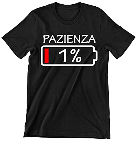 Incidiamo Maglietta Uomo Frasi Divertenti Pazienza 1% t-Shirt Manica Corta Cotone Nera Taglia M