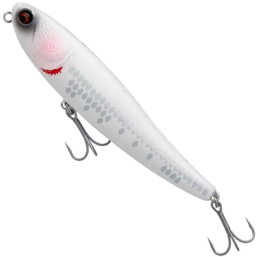 Savage Gear Gewöhnliche Meeräsche - Premium Laufköder für Salzwasser- und Süßwasserangler, Ultra-Weitwurf Design, dezentes Rasseln, ideal für Seebarsch, Hecht und mehr Illusion White Loose Scles 8 cm