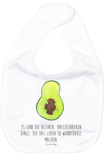Mr. & Mrs. Panda Organic Babylätzchen Avocado Kern - Geschenk, Gesund, Klettlätzchen, Spucktuch, Avocadokern, Babygeschenk, Frucht, Baby Spucktuch,