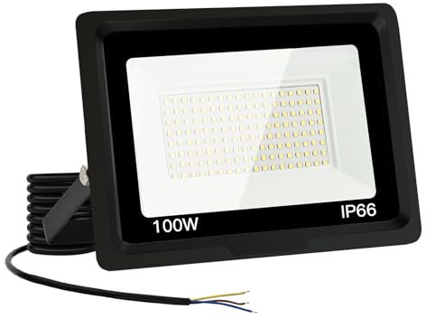 Jefedana LED Strahler Außen 100W-IP66 Wasserdicht Fluter-6000K 10000LM Superhell LED-Strahler für Hinterhof, Garage, Flur,Garten