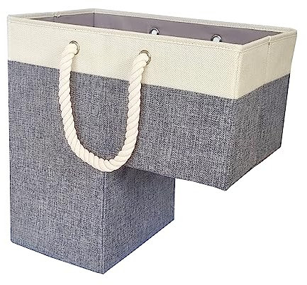 tullcan Tulcan Foldable Stair Basket Organiser. Large Stair Tidy Basket Storage with Lightweight, Collapsible Design (Grey and white)