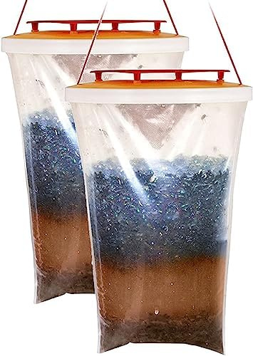 SHMIZZ Trappola per Mosche, Trappola per Antimosche Trappole Mosche da Appendere All'Aperto di Grande capacità Trappola Mosche Giardino per Cucin, Giardino, Casa (2 Pezzi)