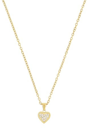 s.Oliver Kette mit Anhänger Edelstahl Mädchen Kinder Halsschmuck, mit Kristallglas, 37+3 cm, Gold, Herz, Kommt in Schmuck Geschenk Box, 2036823