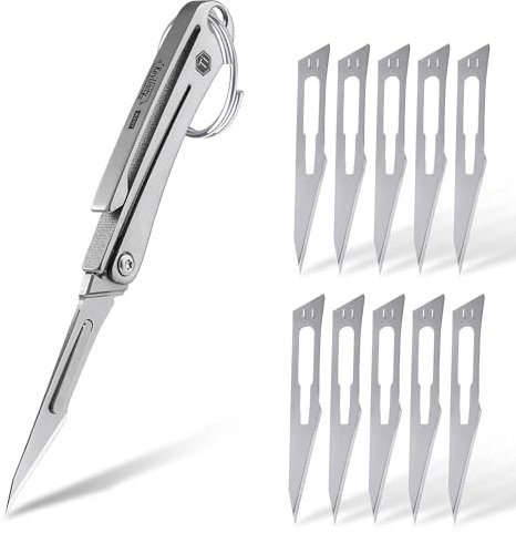 KeyUnity KK07 Mini Titane Scalpel Couteau avec #11 Interchangeables Lames EDC Utilitaire Pliant Couteau avec Poche Clip pour Extérieur Chasse Camping Pêche Randonnée