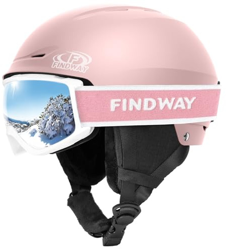 Findway Skidhjälmsats med skidhjälm, snowboardhjälm med skidglasögon för män kvinnor och ungdomar UV400 Skyddshjälmset för vintersport