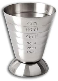 Jiggers - Misurino da cocktail con 6 misurini in acciaio inox, capacità 75 ml (1)