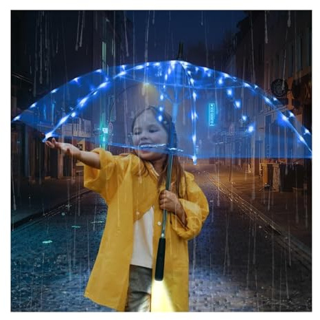 EUYIMOMO 4 färger led-paraply, LED-paraply, genomskinliga paraplyer med ficklampa, för bröllopsfotografering, födelsedagsfest, julklappar (stil B)