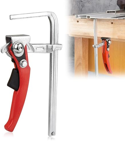 Abrazaderas de tornillo, riel guía de 160 x 60 mm: riel de guía, abrazadera de mesa de acero para lijar, corte con capacidad de 160 mm y profundidad de garganta de 60 mm (rojo 1)