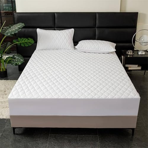 AMDXD 180x200cm Betthusse Hülle, 3D Muster Spannbettlaken Winter Einfarbig Weiß Schlafkomfort, Polyester Baumwolle Bett Laken Bezug für alle Jahreszeiten