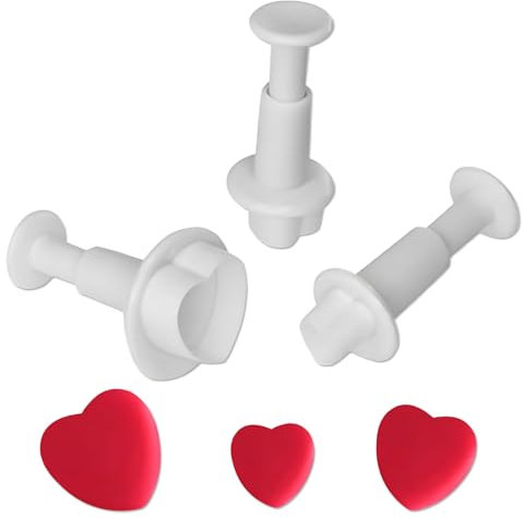 3 Pcs Heart Cutters for Cake Decorating, Small Heart Icing Cutter, Small Plunger Sugarcraft Cake Decorating Tools for Baking Cupcake Present