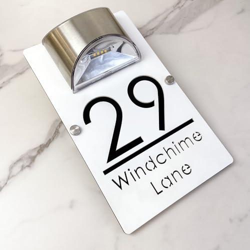Plaque de numéro de porte LED personnalisée à énergie solaire, plaque d'adresse 3D moderne découpée au laser résistante à l'eau pour l'extérieur, personnalisée pour maisons, appartements, hôtels