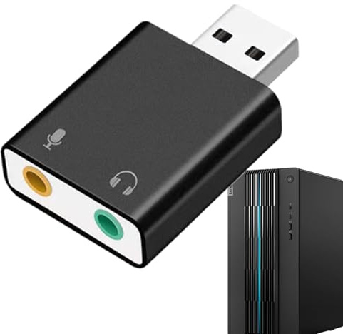 Adattatore per scheda audio USB – Adattatore per cuffie | 3,5 mm fino a USB Converter | Plug & Play, suono stereo, compatibile con PC, laptop, auricolari, e