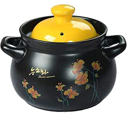 Pentola per Cottura in casseruola, pentola di Terracotta, casseruola in Ceramica, pentola per zuppa Calda con Coperchio e Manico, pentola per brasare, pentola per Cucinare in Modo Sano, per brasare B