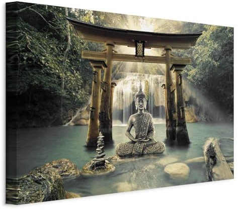 murando - Quadro Acustico Paesaggio Spirituale Giapponese 60x40 cm 1 Pezzo - Stampa su Tela Schiuma Acustica - Quadri Fonoassorbenti Decorativi Moderni - Protezione dai Rumori p-A-0033-b-b