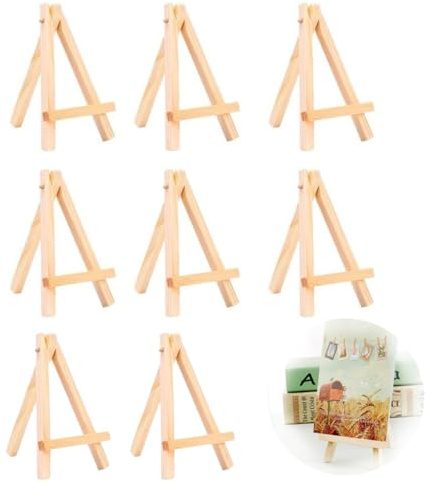 KEWUF 8 Pcs soporte fotos, caballete de mesa, caballetes para mesa, Mini Caballete de Madera de Mesa, Soporte Triangular Plegable para Exhibición de Fotos de Bodas y Artesanías (15 * 8 cm)