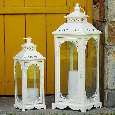 Set di 2 lanterne | Lanterna da giardino | Lanterne decorative per interni ed esterni | Balcone e giardino | Retro portacandele a vento per candele, lanterna a vento per decorazioni per la casa