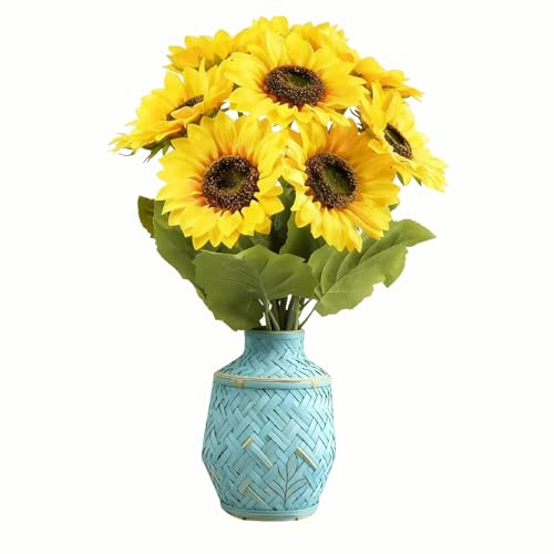 GEXINKEJI Decorazioni di Girasoli Artificiali Fiori Artificiali a Stelo Singolo Girasoli Artificiali di Seta Adatti per Feste in Giardino Matrimoni Decorazioni per la Tavola del Soggiorno