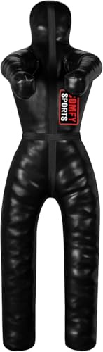 MMA Grappling Dummy for Adult BJJ Judo Wrestling Standing Position Brazilian JIU Jitsu Sparring Self Defense Training MMA Dummy – UNFILLED -145CM, 170CM (Black, 145CM)