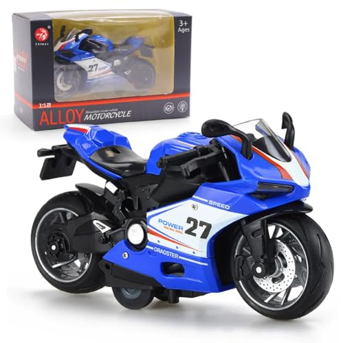 FCXVXCL Motocicleta Modelo Proporción 1: 12 Mini Motocicleta Juguete Aleación Racing Modelo Colección Artesanía Decoración De Motor Coche Juguete Regalo De Cumpleaños del Niño Azul