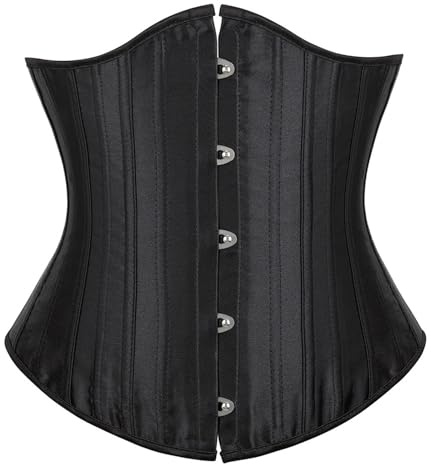 CNYUON Solid underbyst korsett spiral stål benade korsetter satin midja bantande korsett främre Busk viktminskning daglig busiter, underkläder
