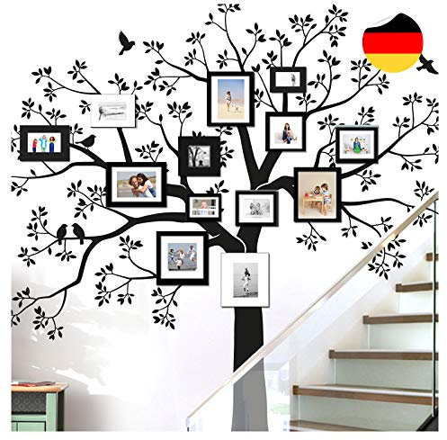Grandora Wandtattoo XXL Baum Vögel I schwarz (BxH) 165 x 160 cm I Wohnzimmer Schlafzimmer Flur Sticker Aufkleber selbstklebend Wandsticker Wandaufkleber W5480