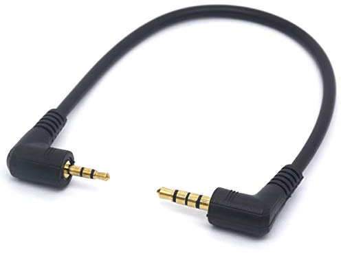 Tomost rätvinklig 3,5 mm till 2,5 mm hörlurskabel, 90 grader 3,5 mm 4-polig TRRS hane till 2,5 mm 3-polig TRS hane headset stereo audio Aux förlängningssladd (3,5 m/2,5 m)