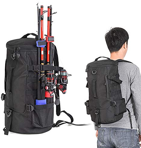 SANGDA Sac à dos cylindrique pêche de 23 l pour articles de pêche, grande capacité, sacs en polyester