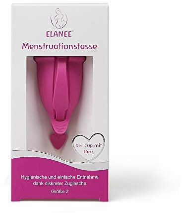 ELANEE Menstruationstasse Größe 2, einfache Entnahme dank diskreter Zuglasche, 33 ml Füllmenge (741-00)