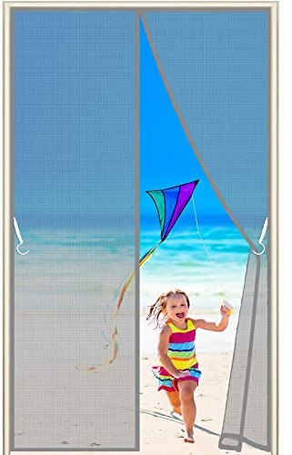 Insektenschutzrollo für Türen, 130x210cm, Anpassbare, Magnetischer Fliegenvorhang Moskitonetz, Gegen Fliegen Moskito Tür Mückennetz, Grau