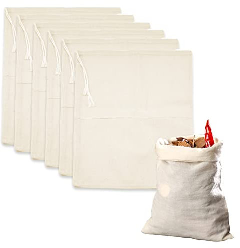 Lot de 6 sacs en étamine, sachets de thé réutilisables, sacs en mousseline lavables, sac de lait de noix, chiffon à fromage pour filtrer le lait de noix, thé, café, infusion (20 x 30 cm)