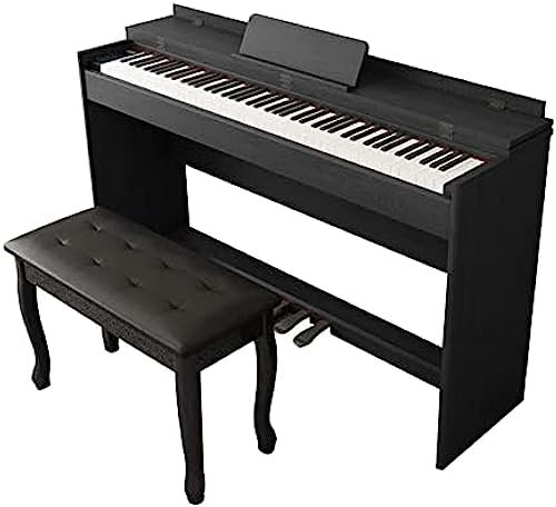 88 Weighted Keys Digital Piano Hammer Action Full Size Piano Keyboard Beginner Electric Piano USB/MIDI Home Digital Piano With Furniture Stand, 3-Pedal, Stool For Beginner & Professional,Black,Con