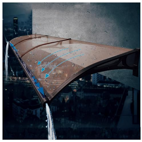 Vordach Haustür, Mit Seitenteil Rinne Aluminium Metallgestell überdachung Haustür Vordach Glas, für Draußen Terrasse,Balkon,Kellertreppe,Hauseingang,23 * 40(60 * 100cm)