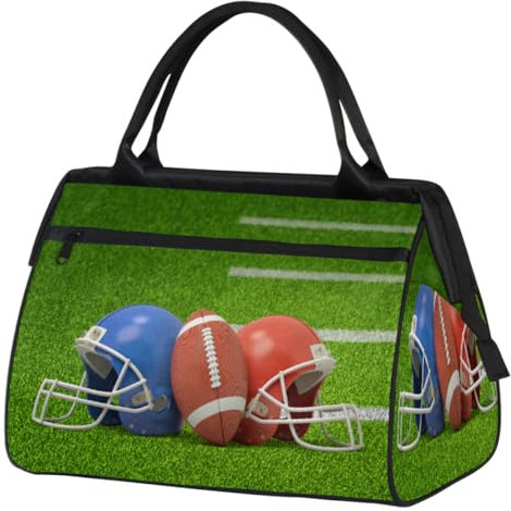 American Football und Helme Reisetasche für Damen Herren Kinder Mädchen Fußball Wochenende Übernachtung Taschen 24 L Reisetasche Tragetasche für Sport Gym Yoga, farbe, (24L) UK, Taschen-Organizer