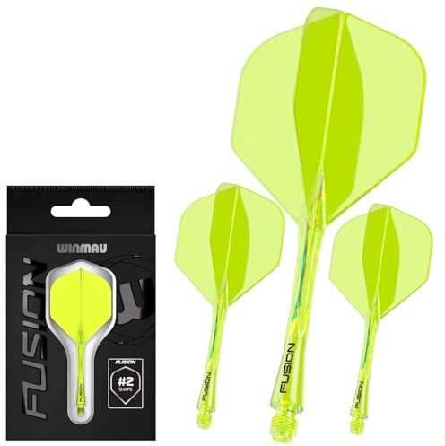 WINMAU Darts - Fusion Système intégré de vol et d'arbre - No.6 Forme et Design – Jaune Couleur, Longueur intermédiaire