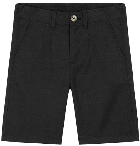 Kinesiska pojkshorts med 2 fickor och elastisk midja, Kolgrå, 13-14 år